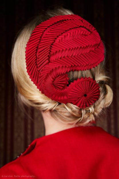 Red Fascinator with cockades