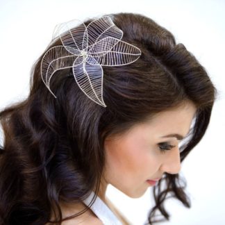 silver wire blossom flower hairstyle trend bridal hairstyle