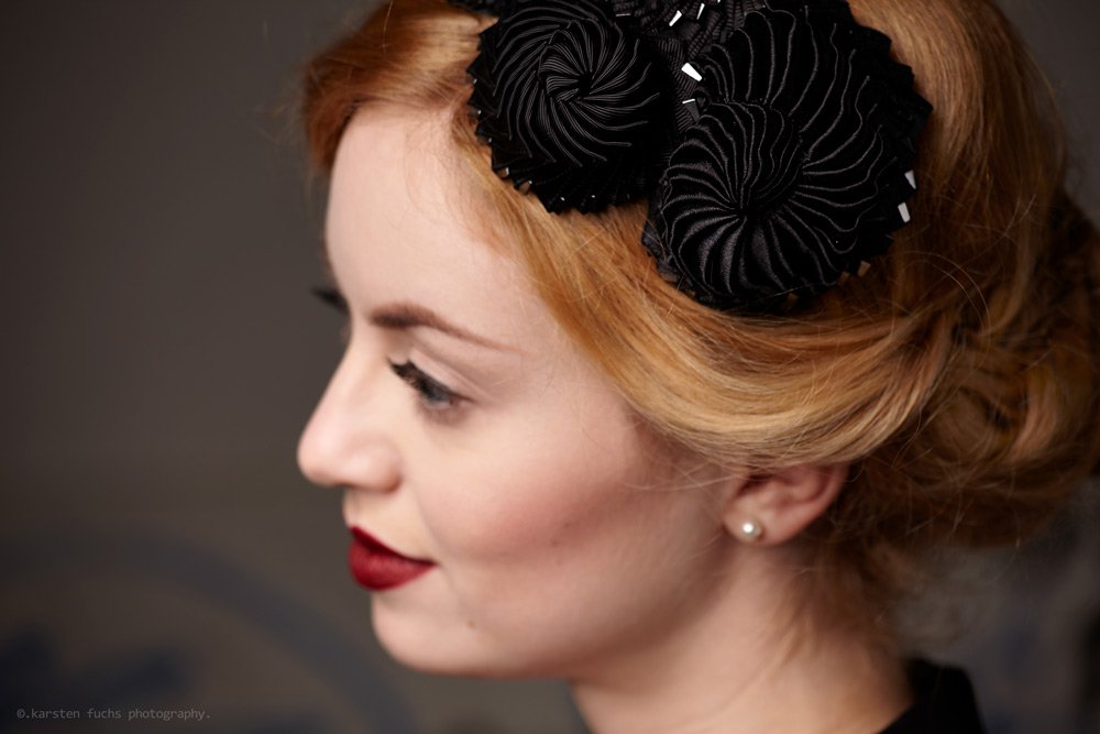 Black Fascinator with Hairband Wedding Headdress Gothic