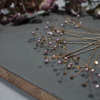 Hairpins Lilac Gold Pearls Hair jewellery Bride