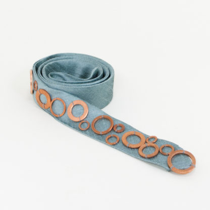 Dupionlook Fabric Bridal Belt with Copper Rings