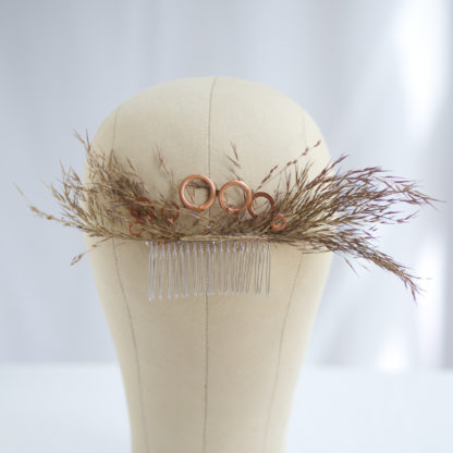 Boho Dried Grass Hair Comb for Wedding