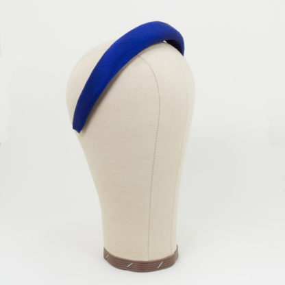 Padded Dupioni Silk Headband Royal Blue Side View