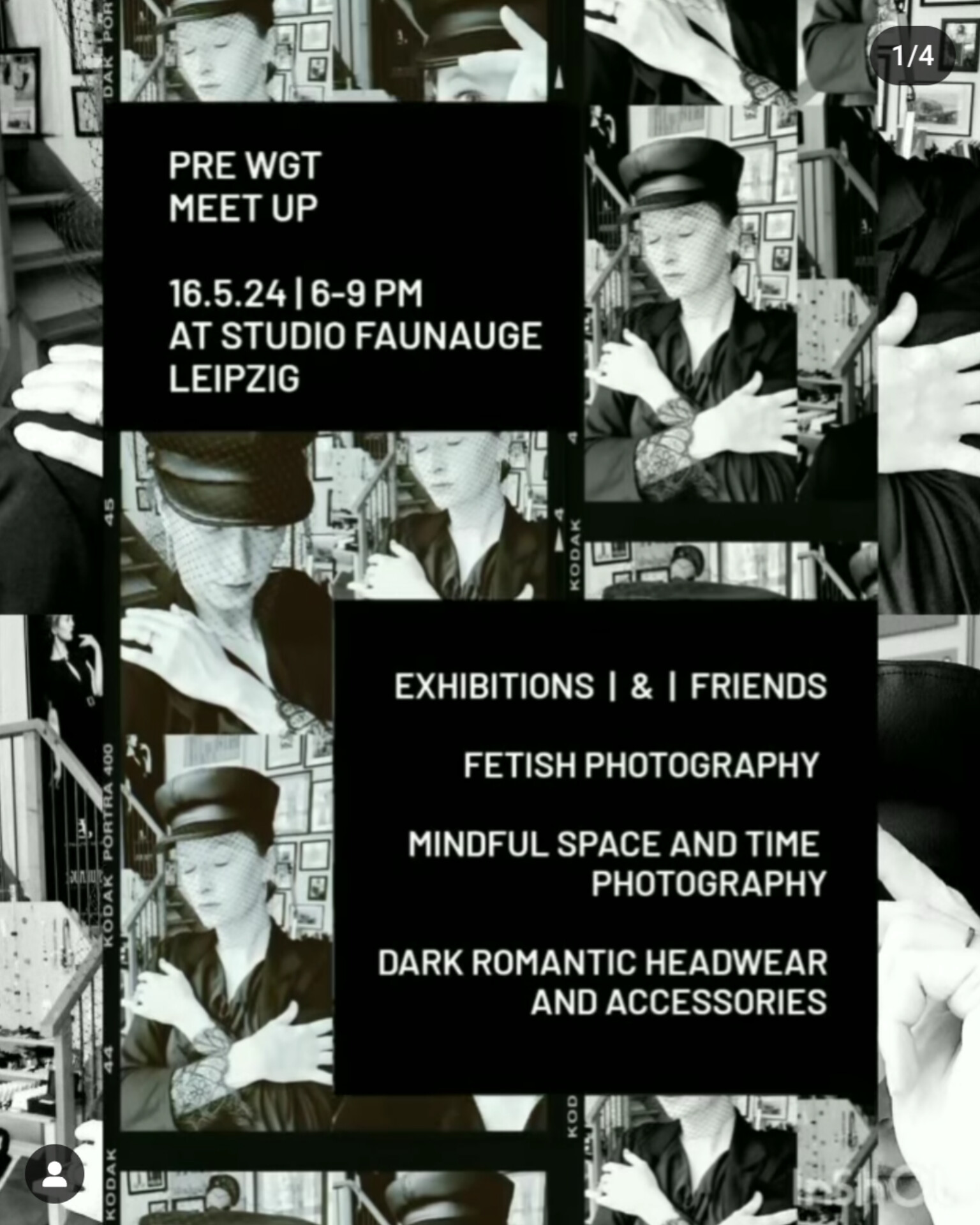 Pre WGT Meet Up Party am Donnerstag 16.5.2024 von 18-21 Uhr im Ladenatelier Faunauge. Entdecke Kopfschmuck und Fotografien von zwei Leipziger Szenefotografen.